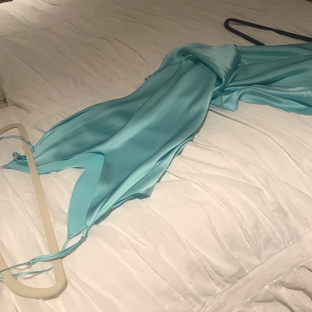 Dannijo aqua blue silk slip maxi dress m nwot - Picture 4 of 5